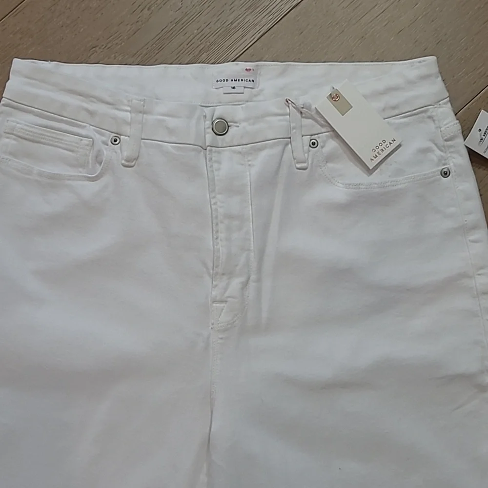 NWT Good American Jeans Women's sz 16 GC046T White Good Classic Ankle High Rise
